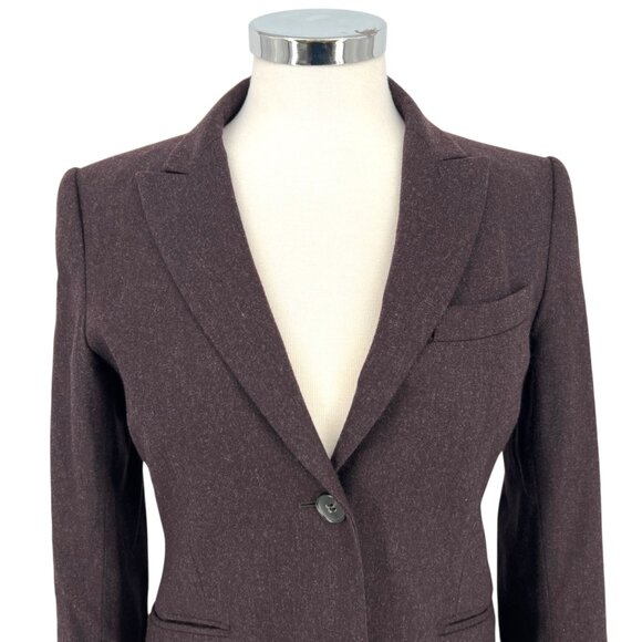 Theory Andorie Virgin Wool Tailored Two Button Blazer Dark Plum Burgundy Size 6 - Picture 2 of 16